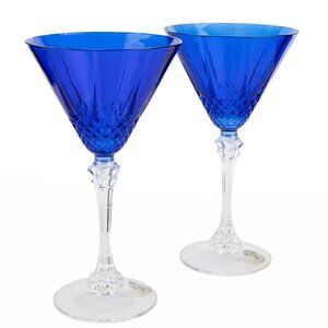 Cobalt Blue Martini Glasses by Cristal D’Arques Durand – Longchamp set of 2